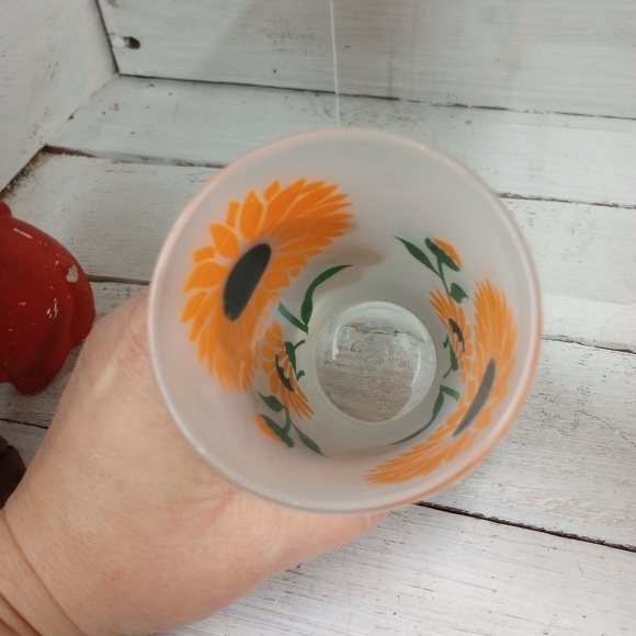 Set of 2 Vintage Libbey Frosted Glasses With Flowers, Vintage Floral Tumbler - Picture 6 of 10